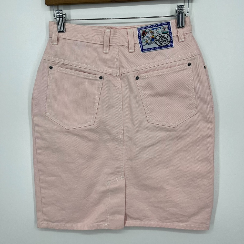 Geoffrey Hunter Vintage Pink Denim High Waisted Pencil Skirt Size 10 Pastel 90s